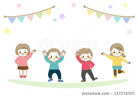 微笑的孩子和旗幟 微笑的孩子和旗幟 137258505