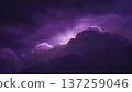 Dramatic purple clouds with sunlight breaking through. Atmospheric sky with vibrant color and light. Nature background. 137259046