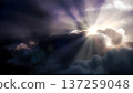 Sunlight streams through dark clouds, creating a dramatic and ethereal atmosphere. Hope and inspiration concept. 137259048