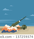 Ballistic Missile Launch from Military Truck Launcher. Vector Illustration 137259374