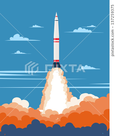 Ballistic missile launching rocket. Vector illustration Ballistic missile launching rocket. Vector illustration 137259375
