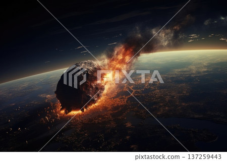 Apocalyptic asteroid entering Earth's atmosphere 137259443