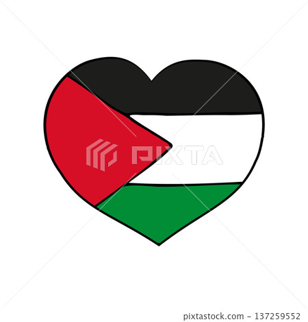 Vector hand drawn sketch Palestine flag heart 137259552