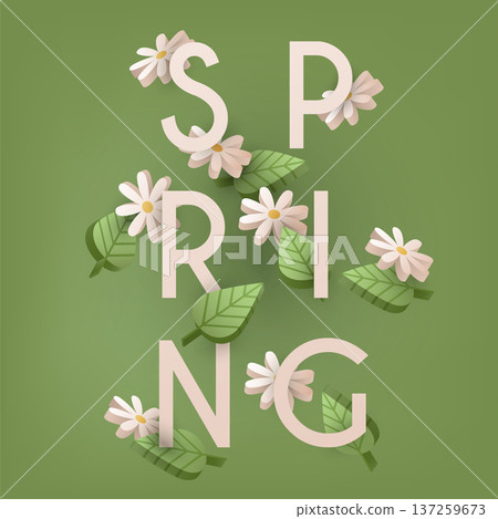 Floral Spring Graphic Design - with Daisy Flowers. 137259673