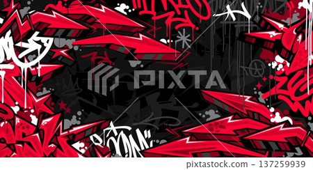 Trendy Dark Abstract Flat Urban Street Art Graffiti Style Vector Illustration Template Background Trendy Dark Abstract Flat Urban Street Art Graffiti Style Vector Illustration Template Background 137259939