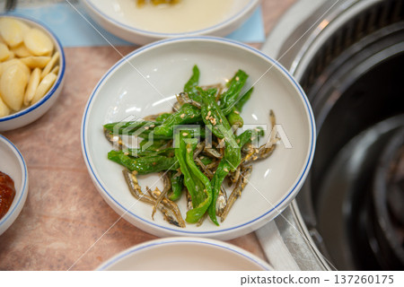 Spicy Stir Fried Anchovy Korean side dish 137260175