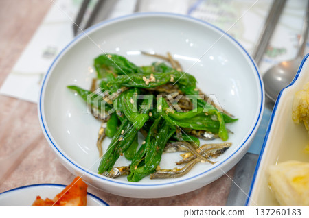Spicy Stir Fried Anchovy Korean side dish 137260183