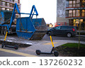 Construction garbage container in the yard of the house. High quality photo 137260232