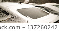 Heated glass on a modern snow-covered car. High quality photo 137260242