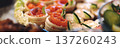 Tartlets with salmon on the festive table. High quality photo 137260243