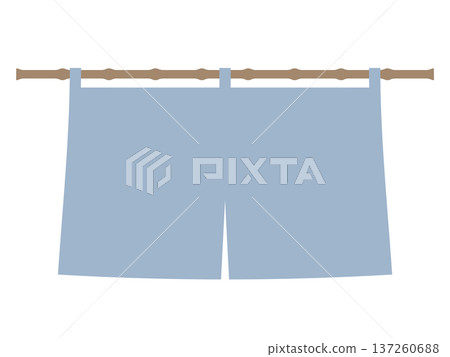 Illustration of a pale navy blue noren curtain 137260688
