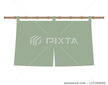 Illustration of a pale green noren curtain Illustration of a pale green noren curtain 137260689