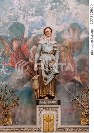 France, Toulouse, Interior of Saint Etienne Cathedral, Statue of Saint Germaine Cousin France, Toulouse, Interior of Saint Etienne Cathedral, Statue of Saint Germaine Cousin 137260699