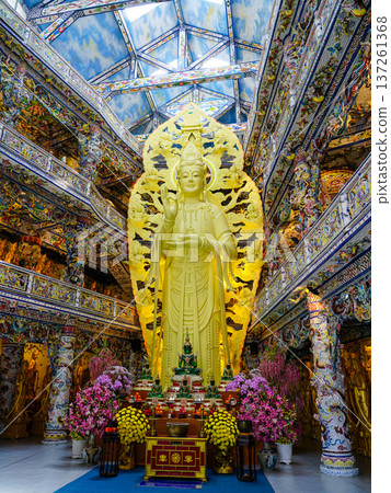 Bodhisattva Statue Inside Linh Phuoc Pagoda Ornate Mosaic Hall Da Lat Vietnam Bodhisattva Statue Inside Linh Phuoc Pagoda Ornate Mosaic Hall Da Lat Vietnam 137261368