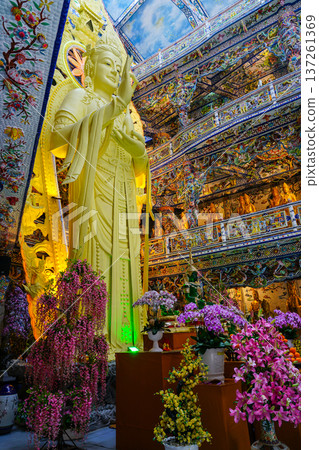 Radiant Bodhisattva and Mosaic Splendor Inside Linh Phuoc Pagoda, Da Lat Spiritual Jewel 137261369