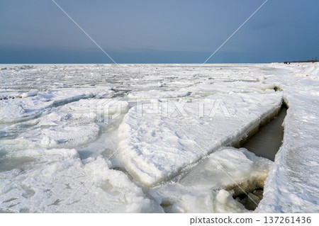 Ice Floes and Frozen Shoreline on the Baltic Sea Coast in Winter Ice Floes and Frozen Shoreline on the Baltic Sea Coast in Winter 137261436
