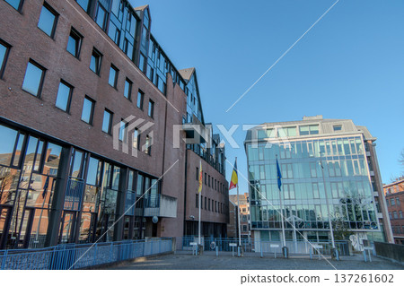 Belgium, Namur, Facade of the Parliament of Wallonia building. 137261602
