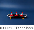 The item shown is a miniature finger skateboard with three small traffic cones. 137261995