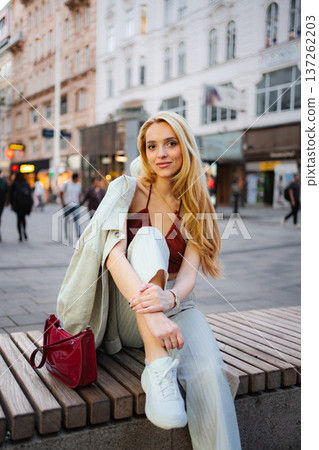 Young woman enjoying city life in Vienna, Austria Young woman enjoying city life in Vienna, Austria 137262203
