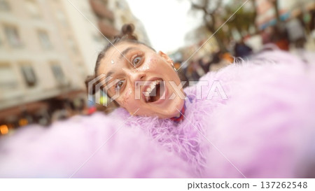 Celebratory scene with lively screams and colorful decorations 137262548