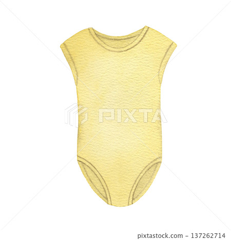 Bodysuit yellow for newborn. Clip art hand drawn watercolor illustration isolated on white background. A cute addition to a child's wardrobe in pastel color Bodysuit yellow for newborn. Clip art hand drawn watercolor illustration isolated on white background. A cute addition to a child's wardrobe in pastel color 137262714