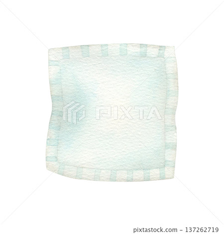 Blue square pillow. Hand-drawn watercolor illustration isolated on a white background. Decorative element of bedroom. Pillowcase for advertising bedding Blue square pillow. Hand-drawn watercolor illustration isolated on a white background. Decorative element of bedroom. Pillowcase for advertising bedding 137262719