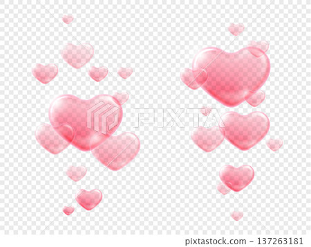 Pink Heart Soap Bubbles composition 137263181