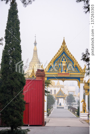 Thai-style Buddhist temple at White Horse Temple, old Buddhist temple in Luoyang in Henan province in China 137263303