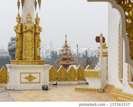 Thai-style Buddhist temple at White Horse Temple, old Buddhist temple in Luoyang in Henan province in China Thai-style Buddhist temple at White Horse Temple, old Buddhist temple in Luoyang in Henan province in China 137263337