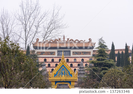 Thai-style Buddhist temple at White Horse Temple, old Buddhist temple in Luoyang in Henan province in China 137263346