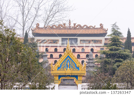 Thai-style Buddhist temple at White Horse Temple, old Buddhist temple in Luoyang in Henan province in China Thai-style Buddhist temple at White Horse Temple, old Buddhist temple in Luoyang in Henan province in China 137263347