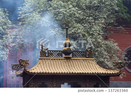 Incense burner at the White Horse Temple, old Buddhist temple in Luoyang in Henan province in China Incense burner at the White Horse Temple, old Buddhist temple in Luoyang in Henan province in China 137263360