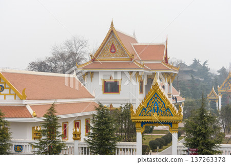 Thai-style Buddhist temple at White Horse Temple, old Buddhist temple in Luoyang in Henan province in China Thai-style Buddhist temple at White Horse Temple, old Buddhist temple in Luoyang in Henan province in China 137263378
