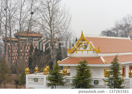 Thai-style Buddhist temple at White Horse Temple, old Buddhist temple in Luoyang in Henan province in China 137263381