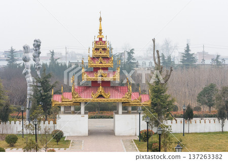 Thai-style Buddhist temple at White Horse Temple, old Buddhist temple in Luoyang in Henan province in China Thai-style Buddhist temple at White Horse Temple, old Buddhist temple in Luoyang in Henan province in China 137263382