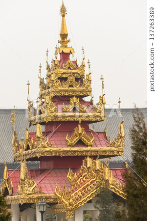 Thai-style Buddhist temple at White Horse Temple, old Buddhist temple in Luoyang in Henan province in China 137263389
