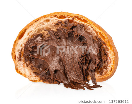 Chocolate Filled Croissant Cross Section Isolated Chocolate Filled Croissant Cross Section Isolated 137263611