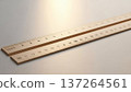 Wooden Ruler on White Background Measurement. 137264561