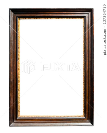 vertical old dark brown painting frame cutout 137264759