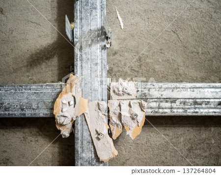bars of used metal frame for plasterboard wall bars of used metal frame for plasterboard wall 137264804