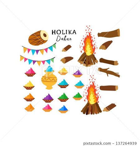 Holika Dahan and Holi Festival Illustration free vector illustration Holika Dahan and Holi Festival Illustration free vector illustration 137264939