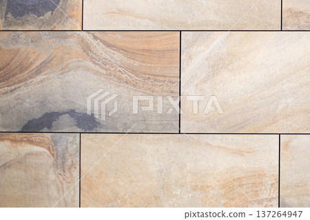 Close view of marble rectangular tile pattern, luxury stone texture for design use 137264947