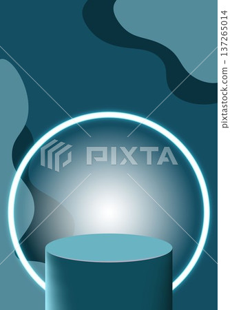 Blue neon podium with glowing circle stage abstract geometric background modern product presentation platform luxury showcase scene for branding advertising marketing and display design Blue neon podium with glowing circle stage abstract geometric background modern product presentation platform luxury showcase scene for branding advertising marketing and display design 137265014