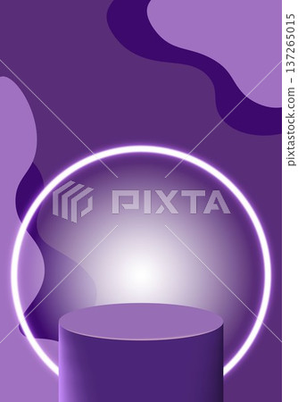Purple neon podium with glowing circle stage abstract geometric background modern product presentation platform luxury showcase scene for branding advertising marketing display design Purple neon podium with glowing circle stage abstract geometric background modern product presentation platform luxury showcase scene for branding advertising marketing display design 137265015