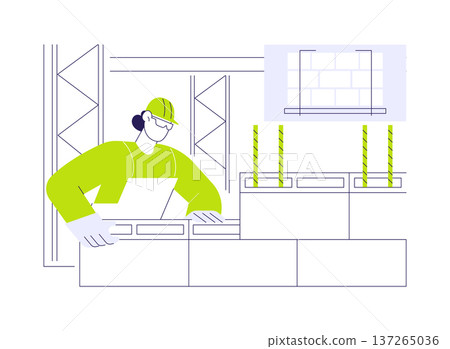 Concrete masonry abstract concept vector illustration. 137265036