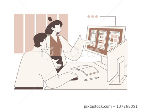 UI UX design software isolated cartoon vector illustrations. UI UX design software isolated cartoon vector illustrations. 137265051