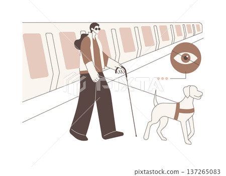 Assistance dog isolated cartoon vector illustrations. Assistance dog isolated cartoon vector illustrations. 137265083