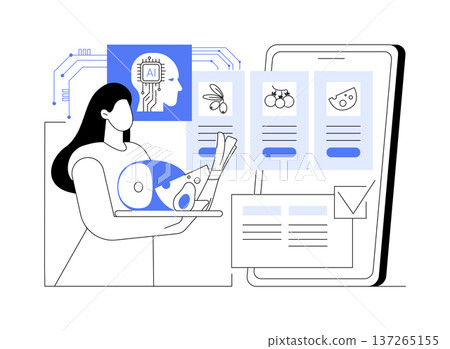 AI Food Nutrition Scanner abstract concept vector illustration. AI Food Nutrition Scanner abstract concept vector illustration. 137265155