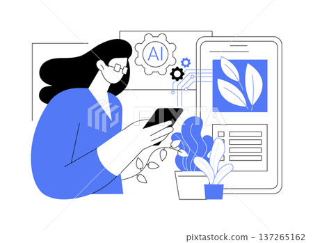 AI Plant Identification App abstract concept vector illustration. AI Plant Identification App abstract concept vector illustration. 137265162
