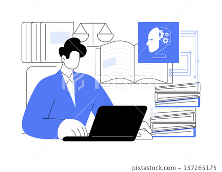 AI Document Analysis for Lawyers abstract concept vector illustration. AI Document Analysis for Lawyers abstract concept vector illustration. 137265175
